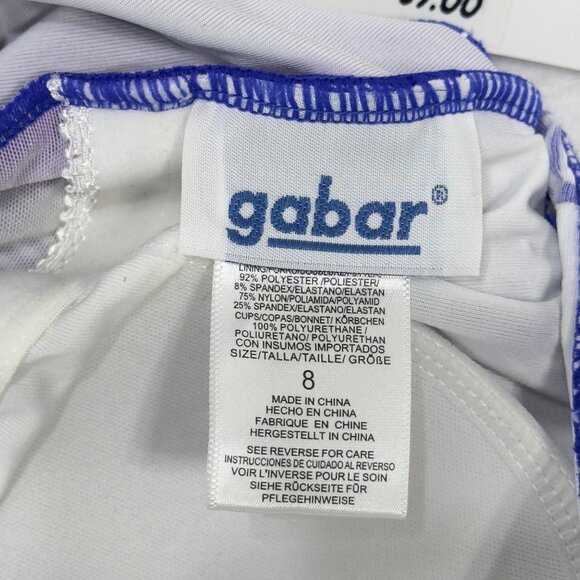 GABOR Women's Swimsuit 1 Piece Blue White Geometric Hydrofinity Fabric Size 8 - Picture 8 of 9